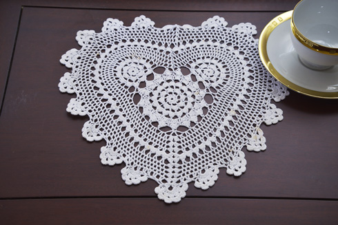 Heart Crochet 12" White