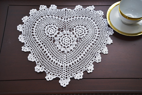 13" Hearts Crochet Doily