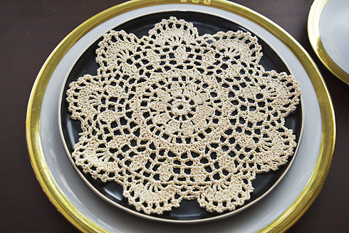 8" Round Crochet, Wheat color