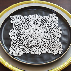 Square Crochet Lace Doilies. White Color