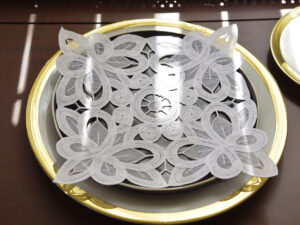 Crystal Lace Doilies. Battenburg Square Organza Crystal Lace. White.